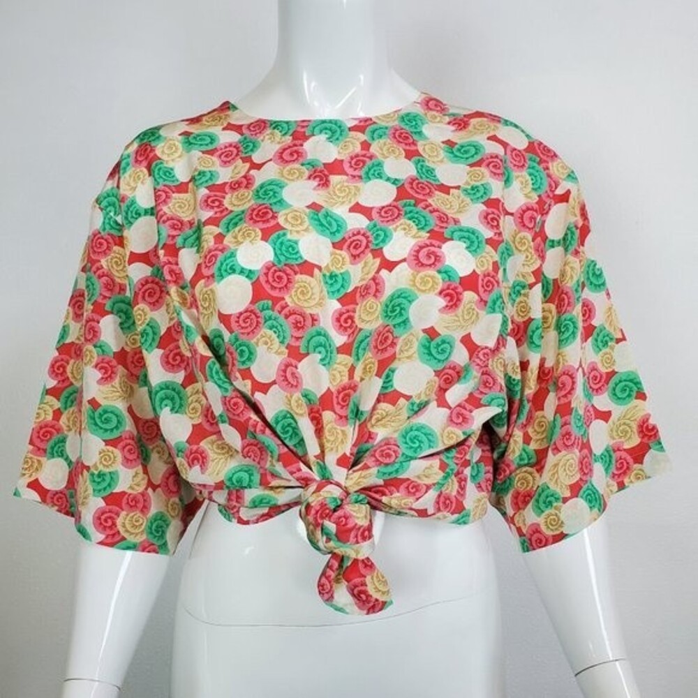 Vintage 80's Evan-Picone Plus Size Colorful Seashell Blouse